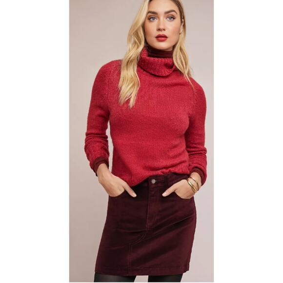 DL1961 Velvet Mini Skirt Burgundy Rich Maroon Purple Hippie Vibes - Sz 27 S - Picture 1 of 11
